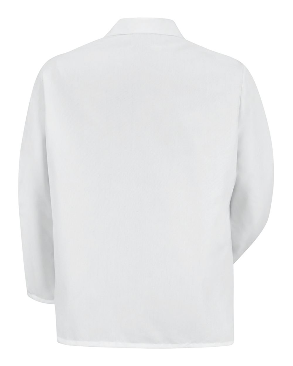Rear View of White Specialized Lapel Counter Coat - KP16