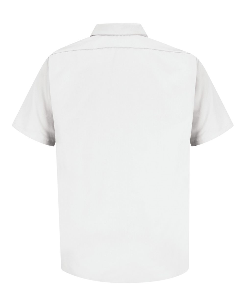 Front View of White Specialized Pocketless Polyester Work Shirt - SS26