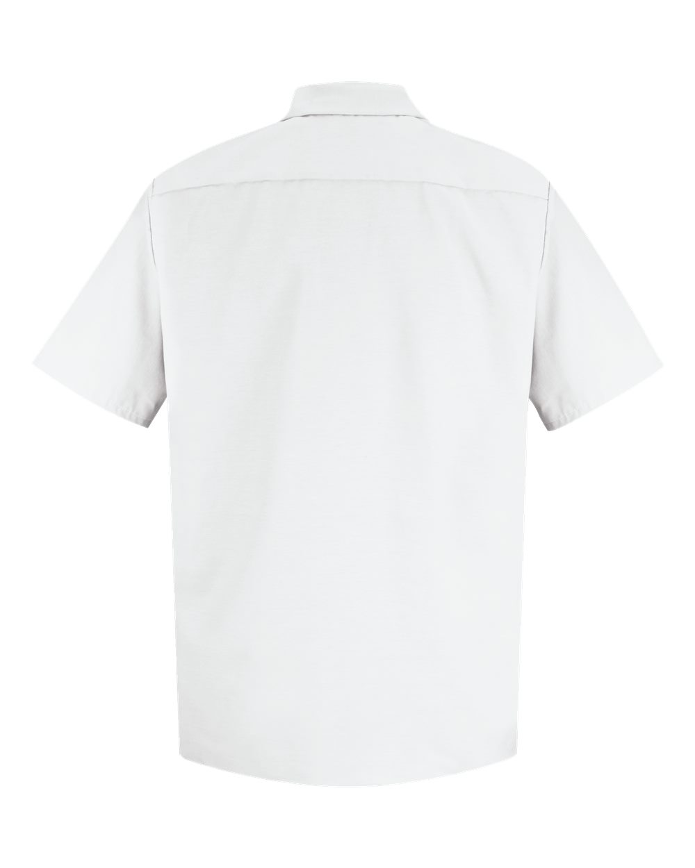 Front View of White Specialized Short Sleeve Pocketless Work Shirt - Tall Sizes - SP26T