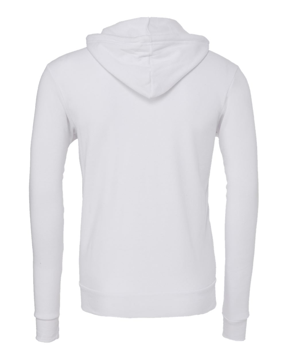Front View of White Sponge Fleece Full-Zip Hoodie - 3739