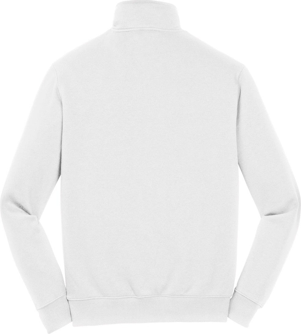Rear View of White Sport-Tek 1/4-Zip Sweatshirt. ST253
