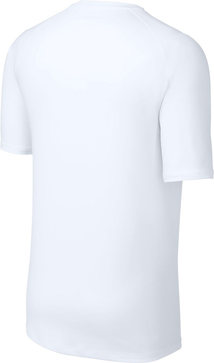 Rear View of White Sport-Tek PosiCharge Compression 1/2-Sleeve Tee ST120