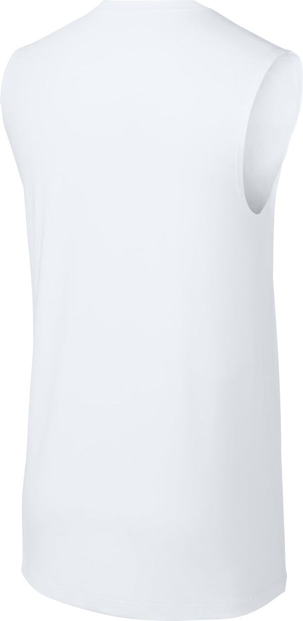 Front View of White Sport-Tek PosiCharge Compression Sleeveless Tee ST121SL