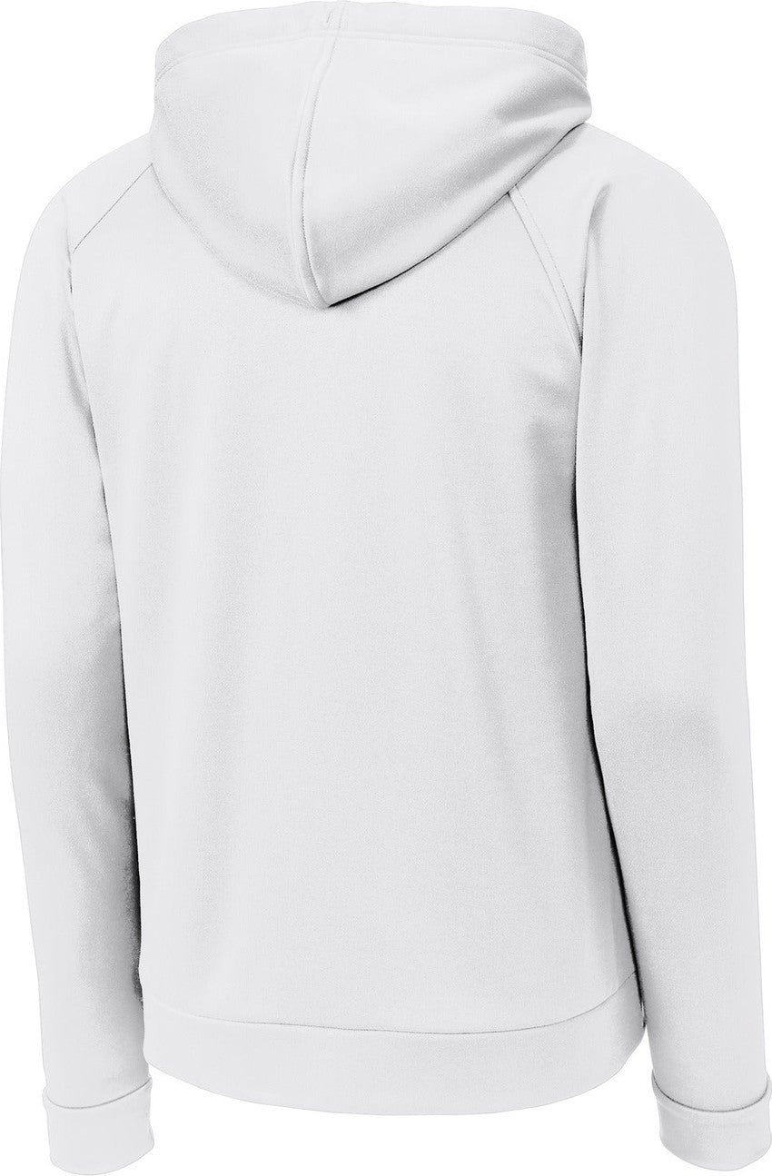 Front View of White Sport-Tek Re-Compete Fleece Pullover Hoodie ST730