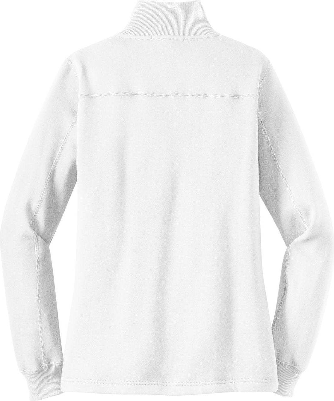 Rear View of White Sport-Tek Women's 1/4-Zip Sweatshirt. LST253