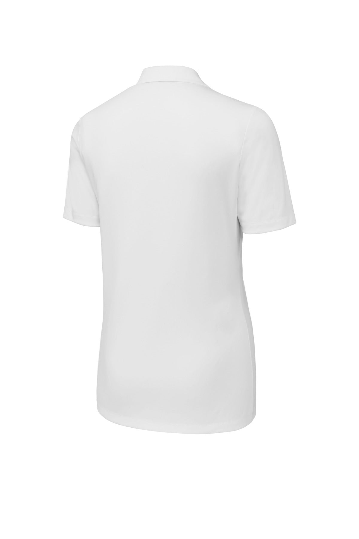 Front View of White Sport-Tek Women's Posi-UV Pro Polo. LST520