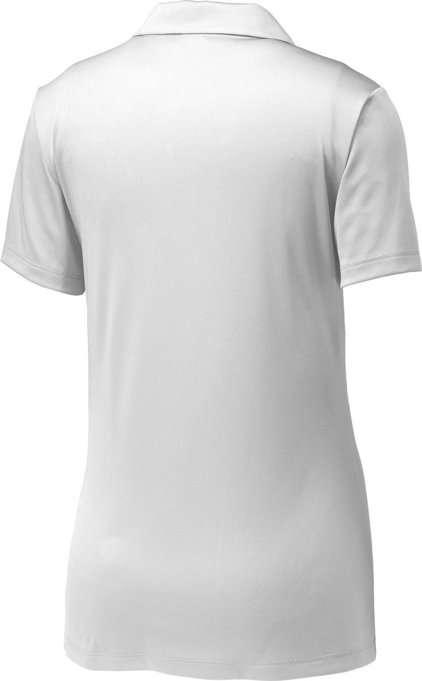 Front View of White Sport-Tek Women's PosiCharge Competitor Polo. LST550