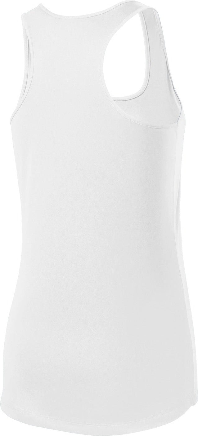 Front View of White Sport-Tek Women's PosiCharge Competitor Racerback Tank. LST356
