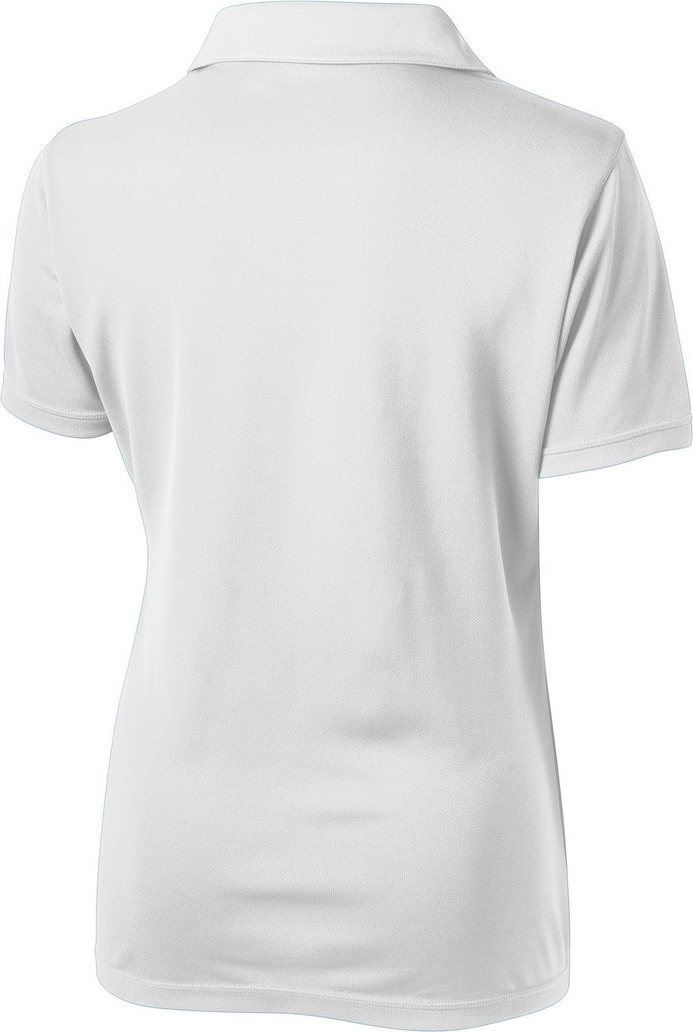 Front View of White Sport-Tek Women's PosiCharge Micro-Mesh Polo. LST680