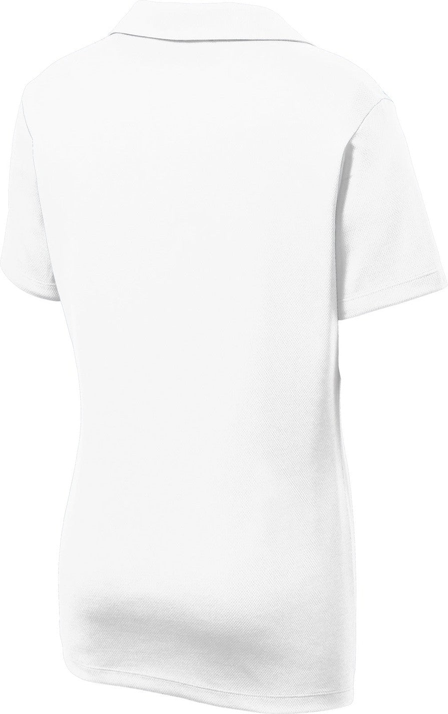 Front View of White Sport-Tek Women's PosiCharge RacerMesh Polo. LST640