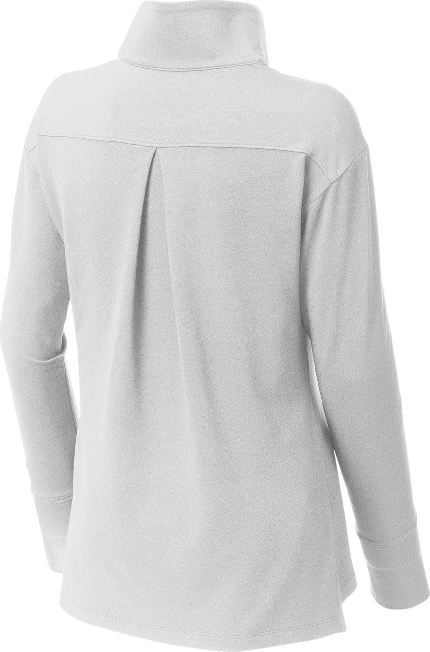 Rear View of White Sport-Tek Women's Sport-Wick Flex Fleece 1/4-Zip. LST561