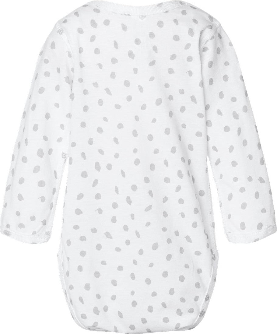 Rear View of White Spot Infant Fine Jersey Long Sleeve Bodysuit - 4421