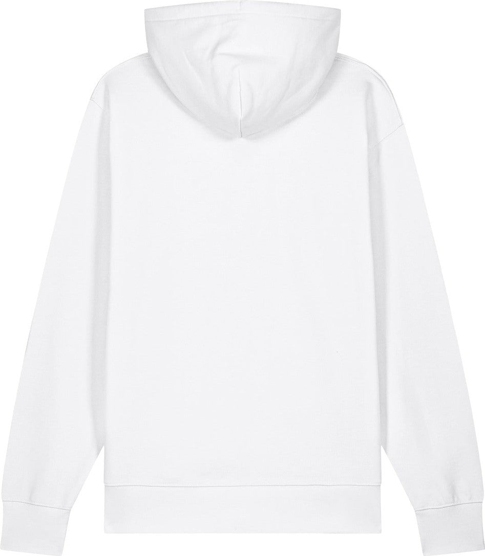 Front View of White Stanley/Stella Unisex Cruiser 2.0 Hooded Sweatshirt SXU003