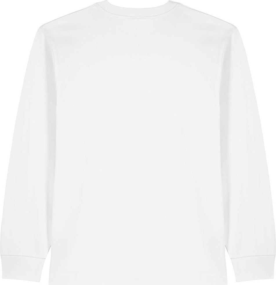 Rear View of White Stanley/Stella Unisex Freestyler Heavyweight Long Sleeve Tee SXU023