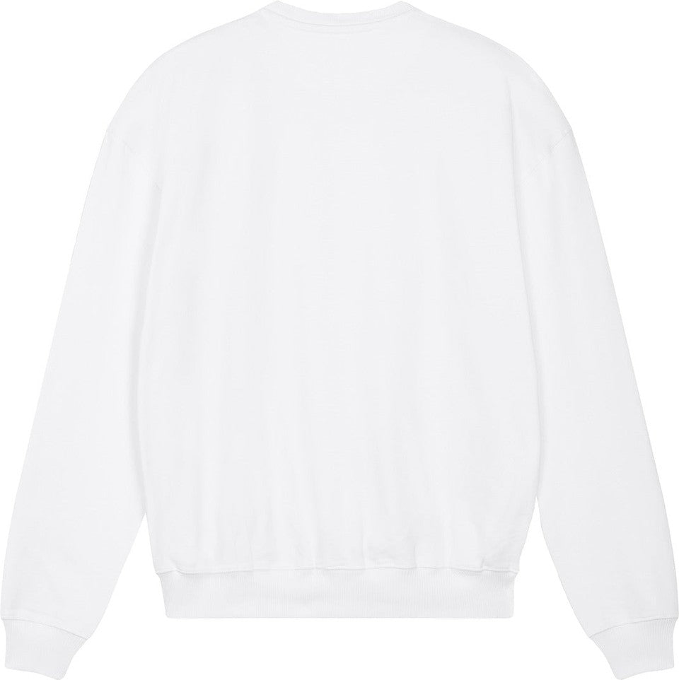 Rear View of White Stanley/Stella Unisex Ledger Dry Crewneck Sweatshirt SXU029