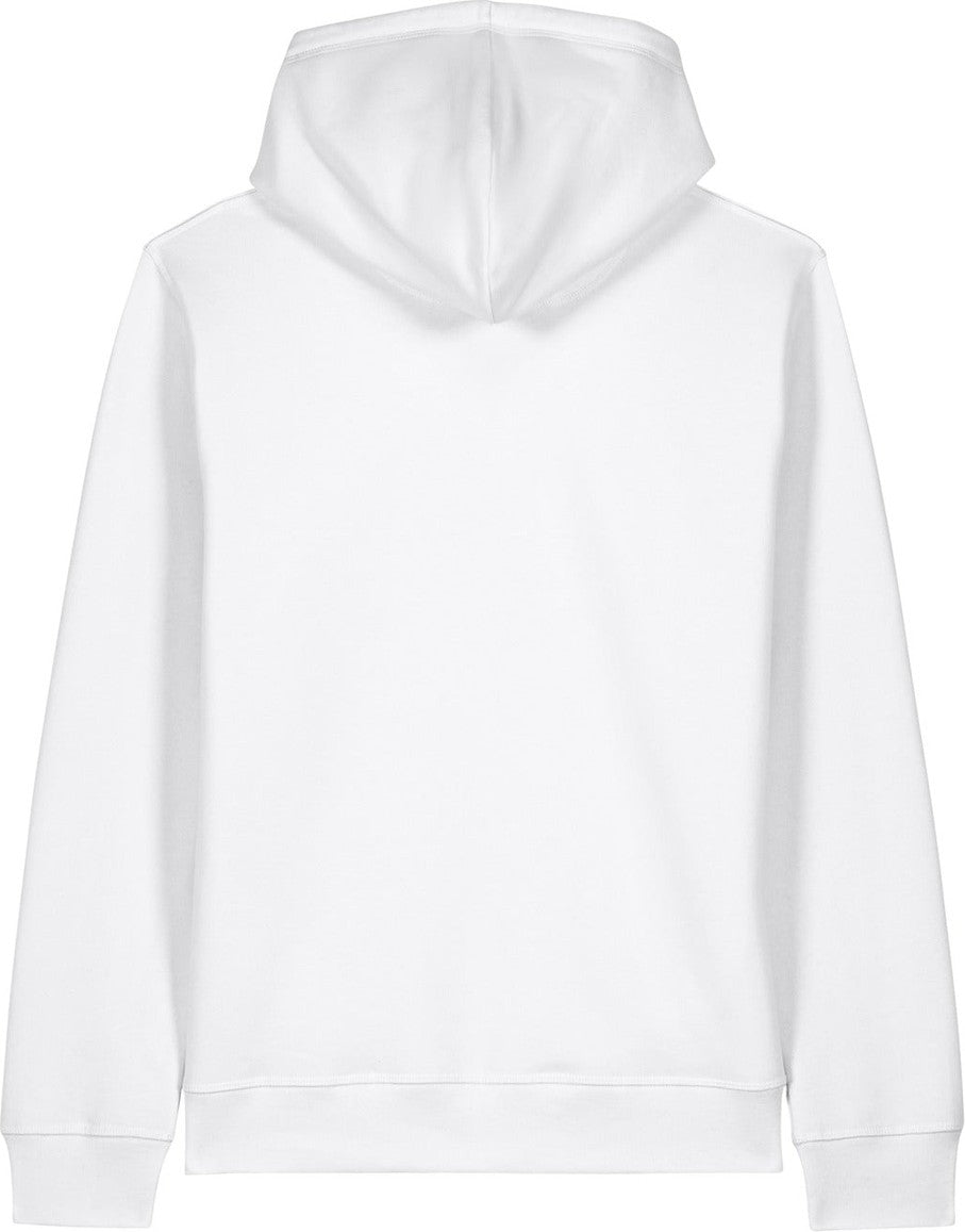 Rear View of White Stanley/Stella Unisex Sounder Hooded Sweatshirt SXU012
