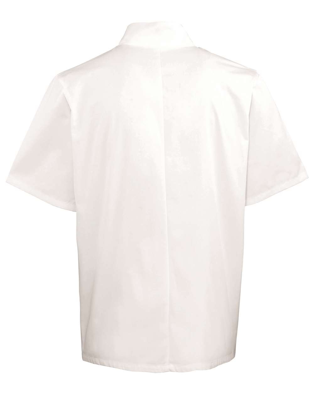 Rear View of White Ten Studded Front Chef Short Sleeve Coat - RP664