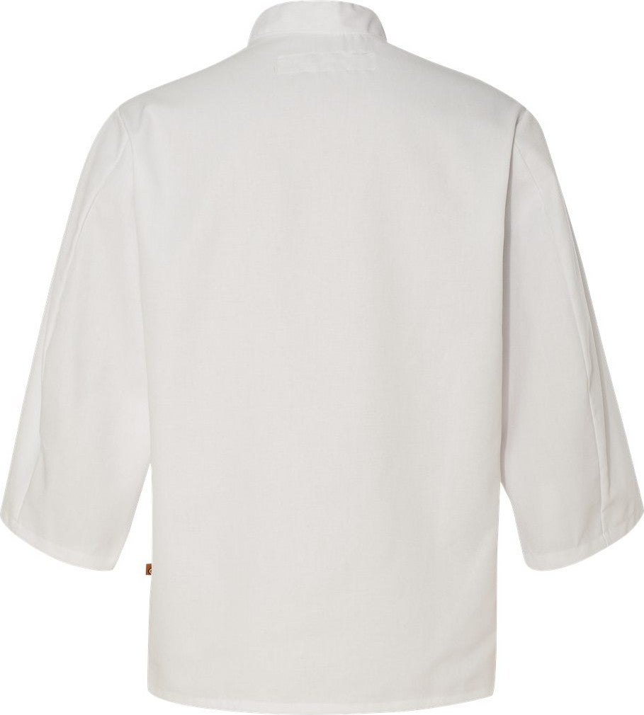 Rear View of White Three-Quarter Sleeve Chef Coat - 0402