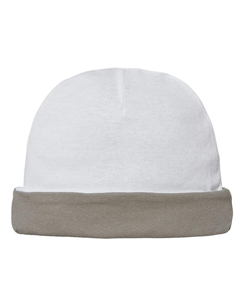 Front View of White/ Titanium Infant Baby Rib Beanie - 4451