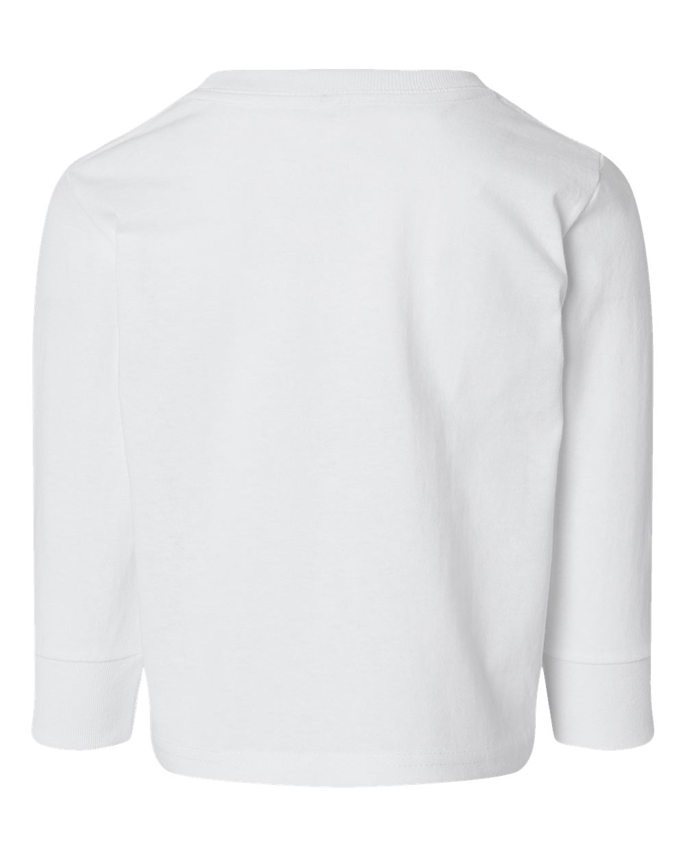 Front View of White Toddler Cotton Jersey Long Sleeve Tee - 3311