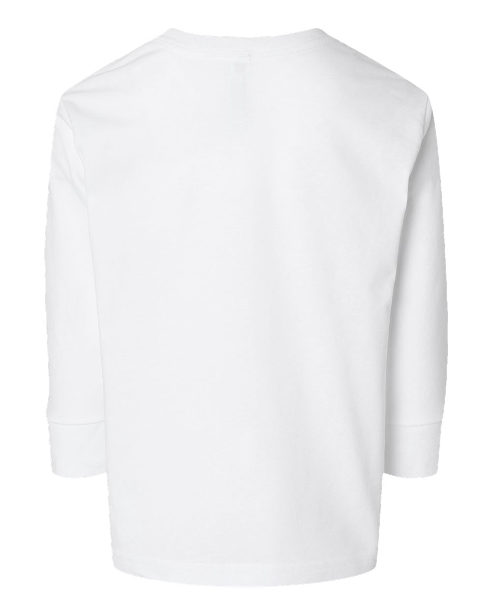 Front View of White Toddler Fine Jersey Long Sleeve Tee - 3302