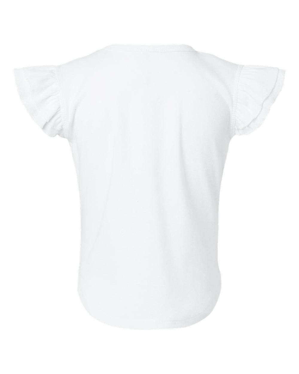Front View of White Toddler Flutter Sleeve Tee - 3339