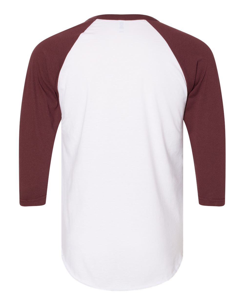 Front View of White/ Truffle 50/50 Raglan Three-Quarter Sleeve Tee - BB453W