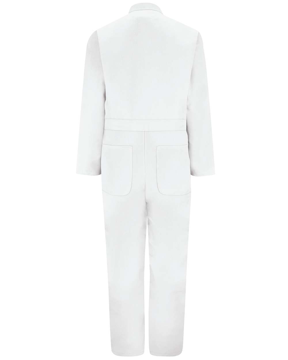Front View of White Twill Action Back Coverall - CT10