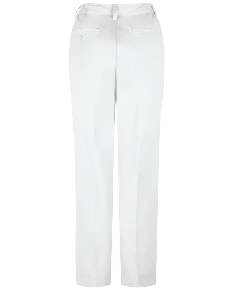 Front View of White - Unhemmed Women's Elastic Insert Work Pants - PT61