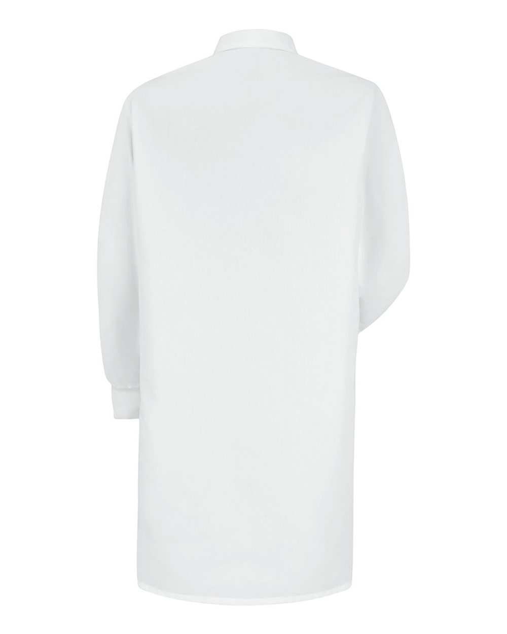 Rear View of White Unisex Specialized Cuffed Lab Coat - KP70