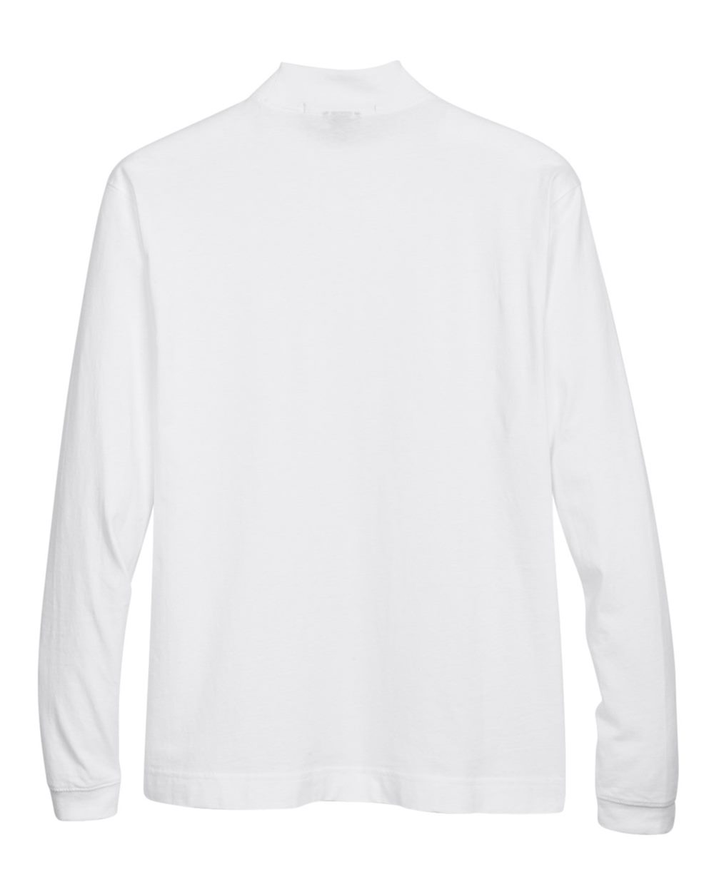 Front View of White Unisex Sueded Jersey Mock Neck T-Shirt - D420