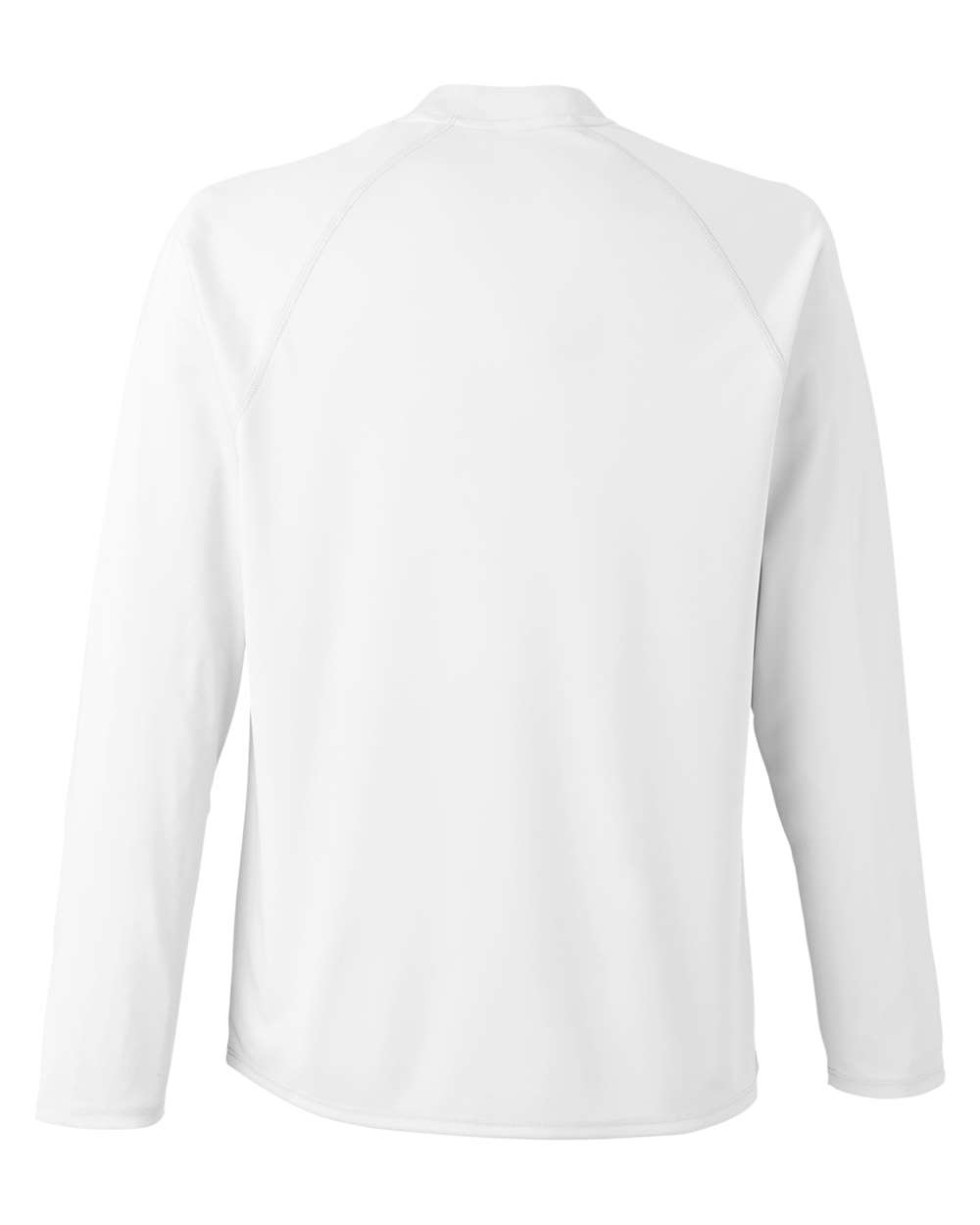 Front View of White Unisex Ultra UVP™ Marina Raglan Long Sleeve T-Shirt - CE110