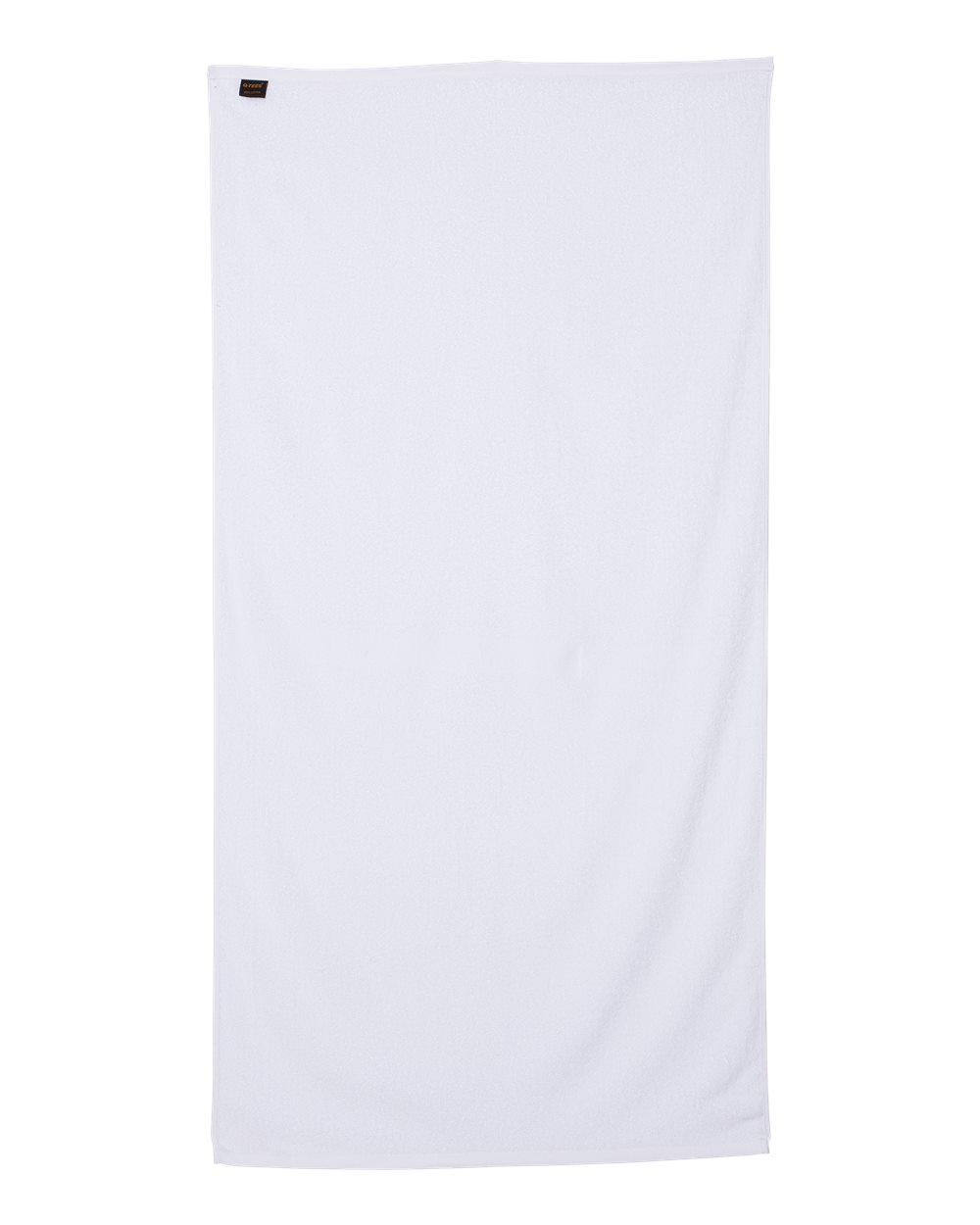 Front View of White Velour Beach Towel - QV3060