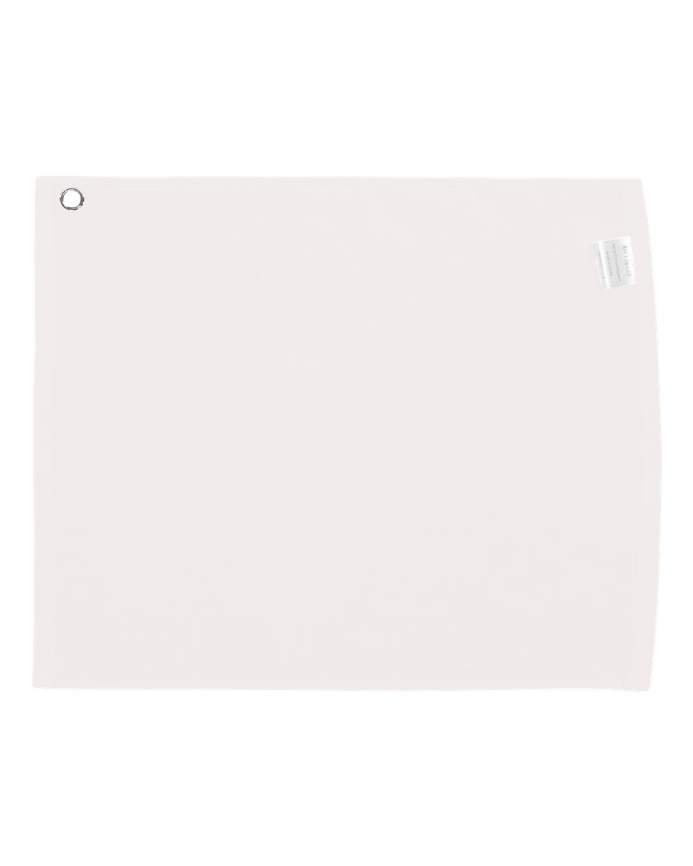 Front View of White Velour Hemmed Towel with Grommet & Hook - C1518GH