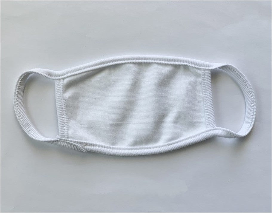 Rear View of White/ White Kids 100% Cotton 2-Ply Face Mask - 005