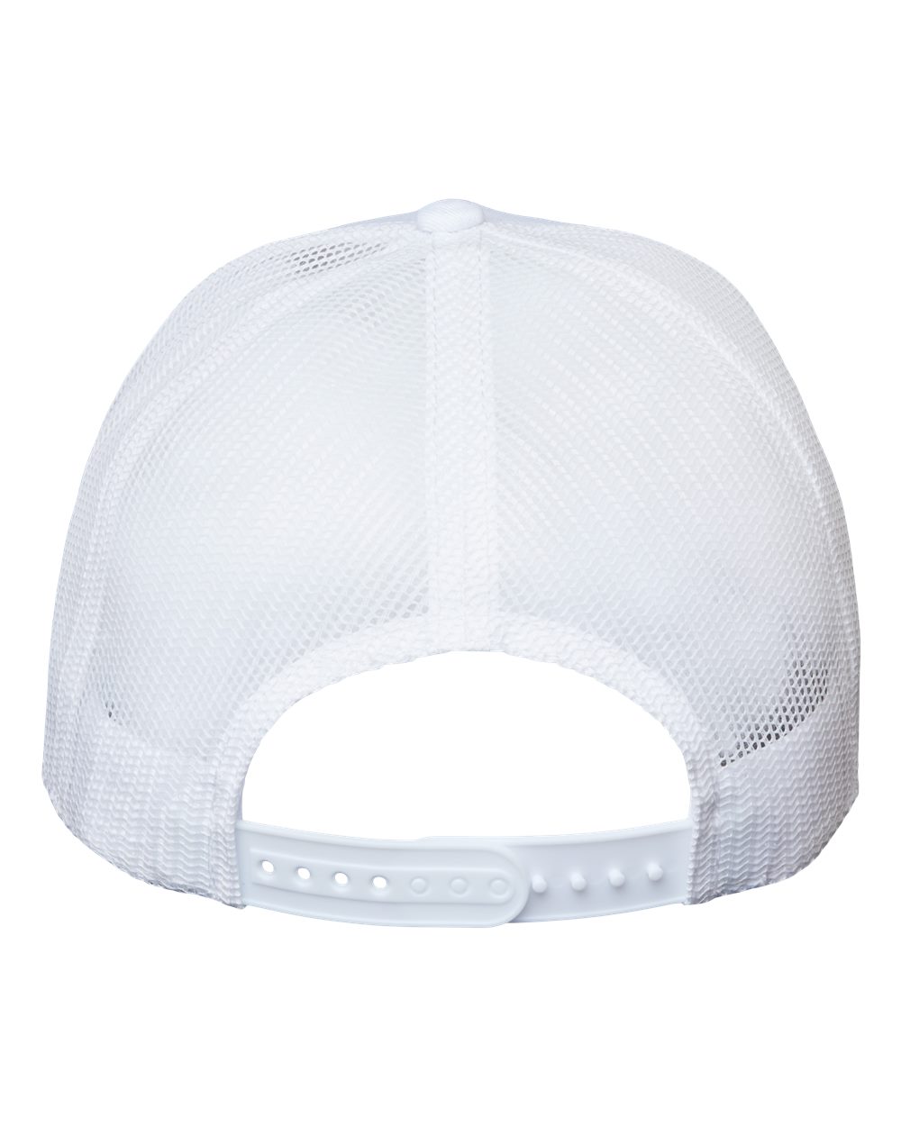 Front View of White/ White Sustainable Five-Panel Trucker Cap - ZION