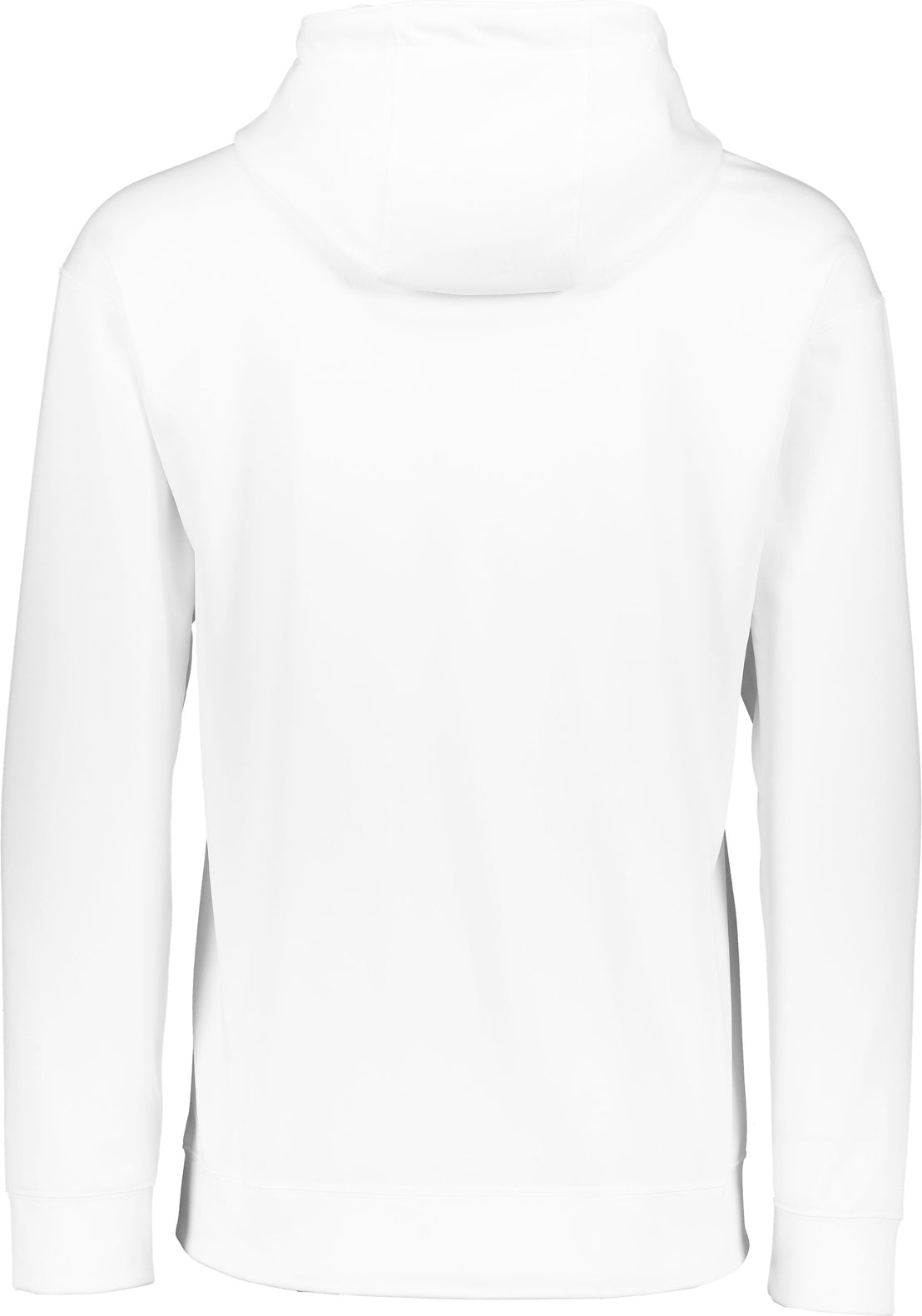Rear View of WHITE WICKING FLEECE HOOD SWEATSHIRT