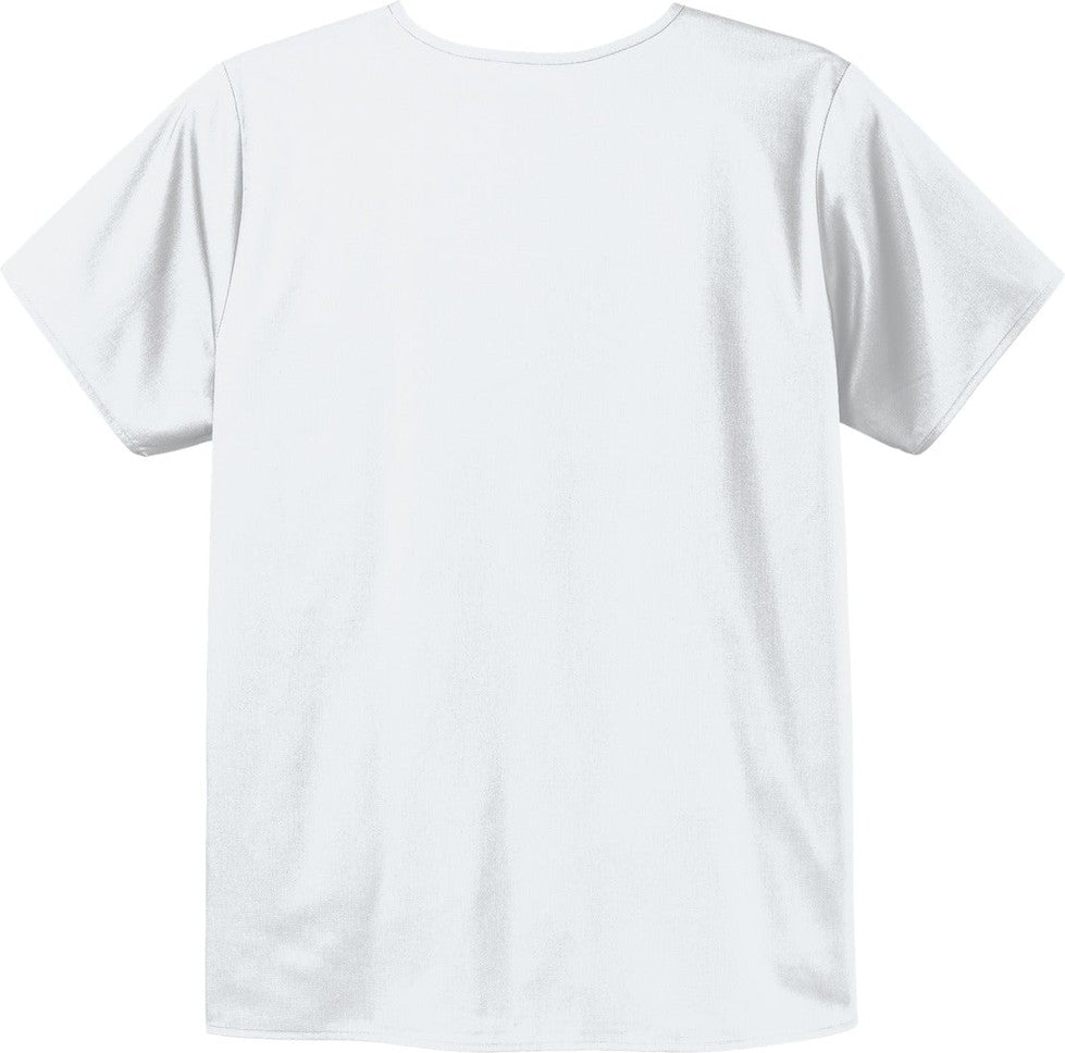 Front View of White Wink Unisex WorkFlex Chest Pocket V-Neck Top WW3160