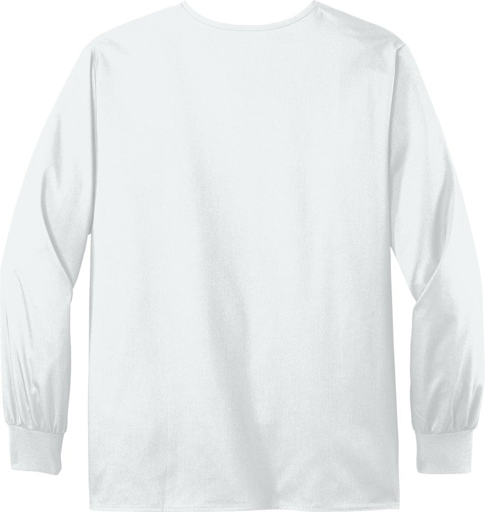 Front View of White Wink Unisex WorkFlex Snap-Front Scrub Jacket WW3080