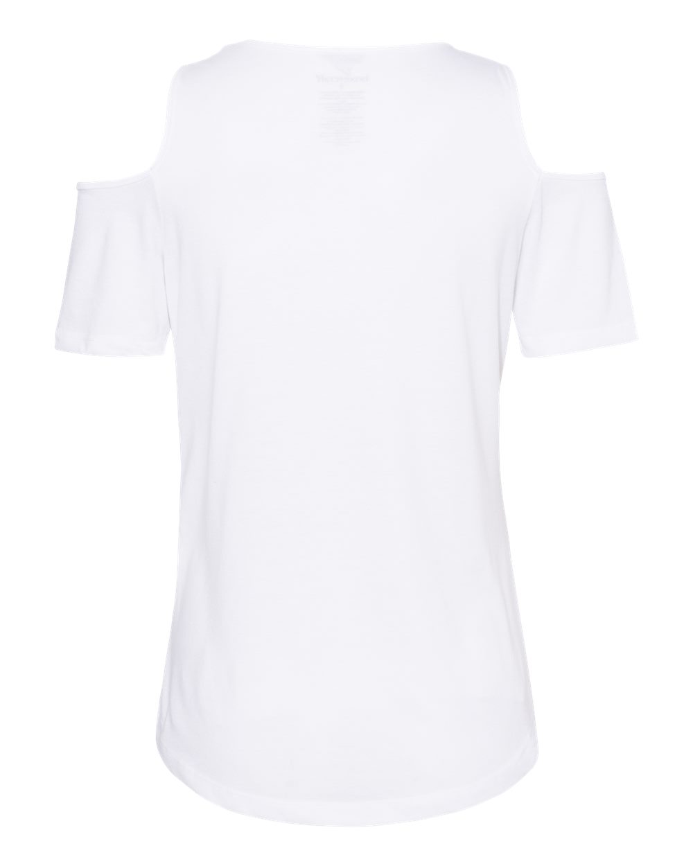 Front View of White Women's Cold Shoulder T-Shirt - T32