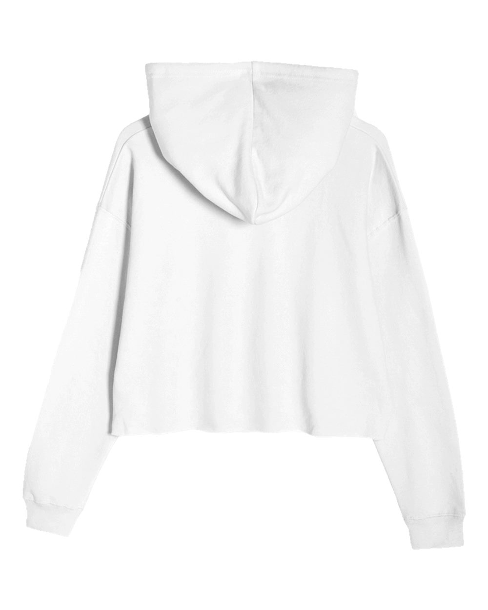 Rear View of White Women's Cropped Fleece Hooded Sweatshirt - LS12000