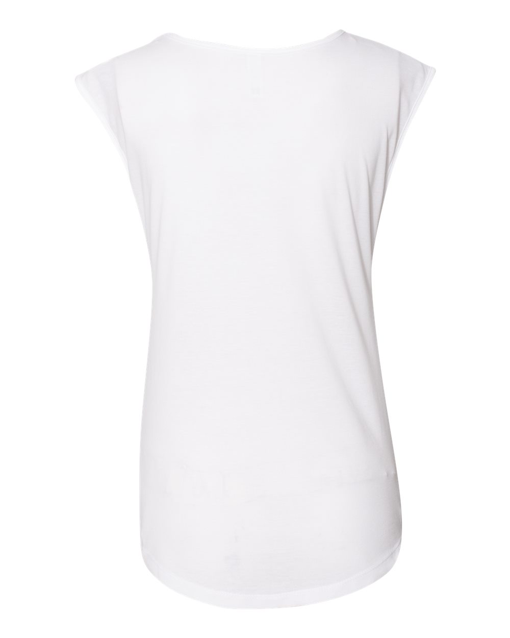 Rear View of White Women&#39;s Festival Sleeveless Deep V-Neck T-Shirt - 5040
