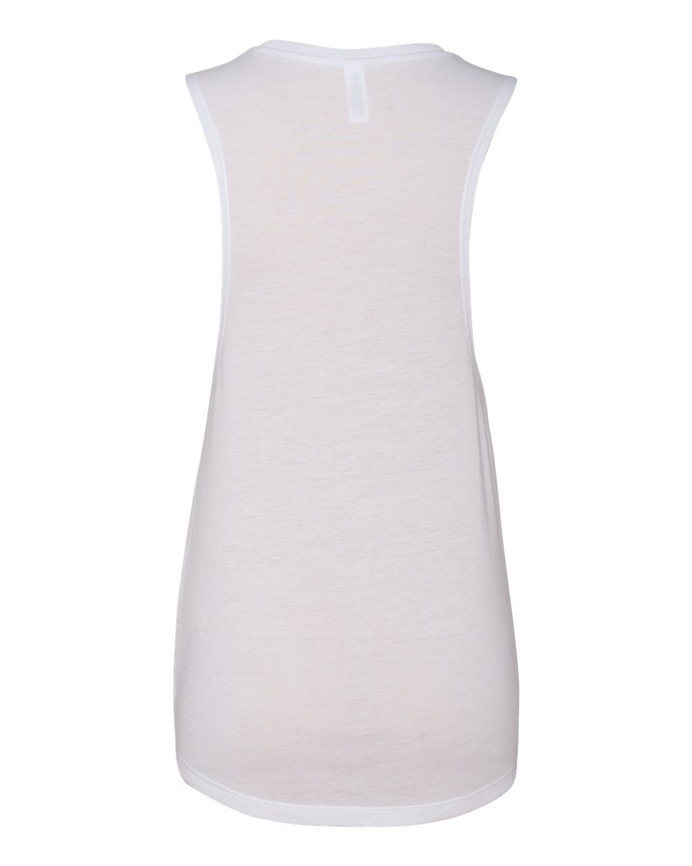 Rear View of White Women&#39;s Flowy Scoop Muscle Tank - 8803