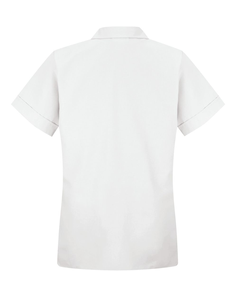 Front View of White Women's Loose Fit Short Sleeve Button Smock - TP23