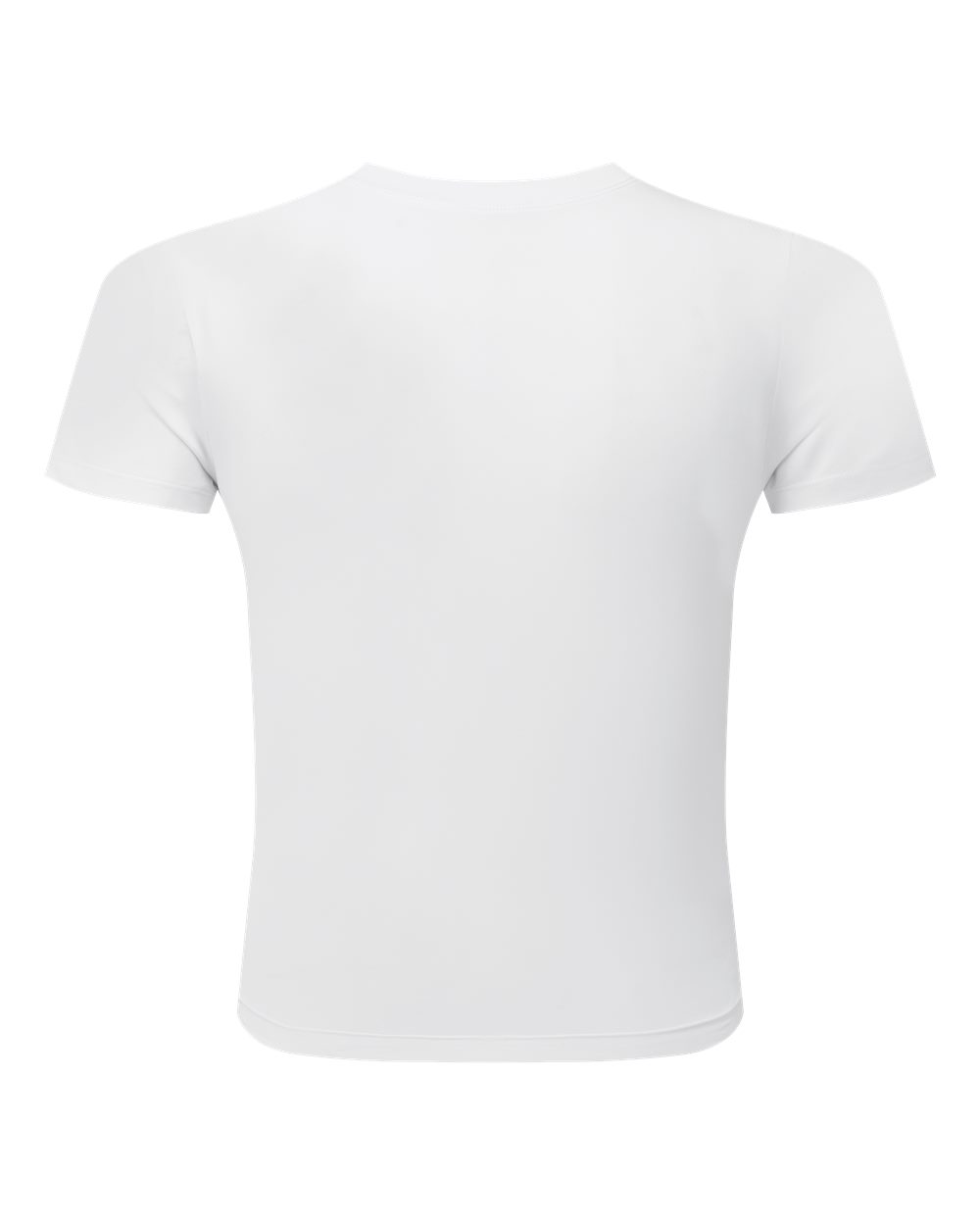 Rear View of White Women's Luxe Fitted Tee - TD653 plain