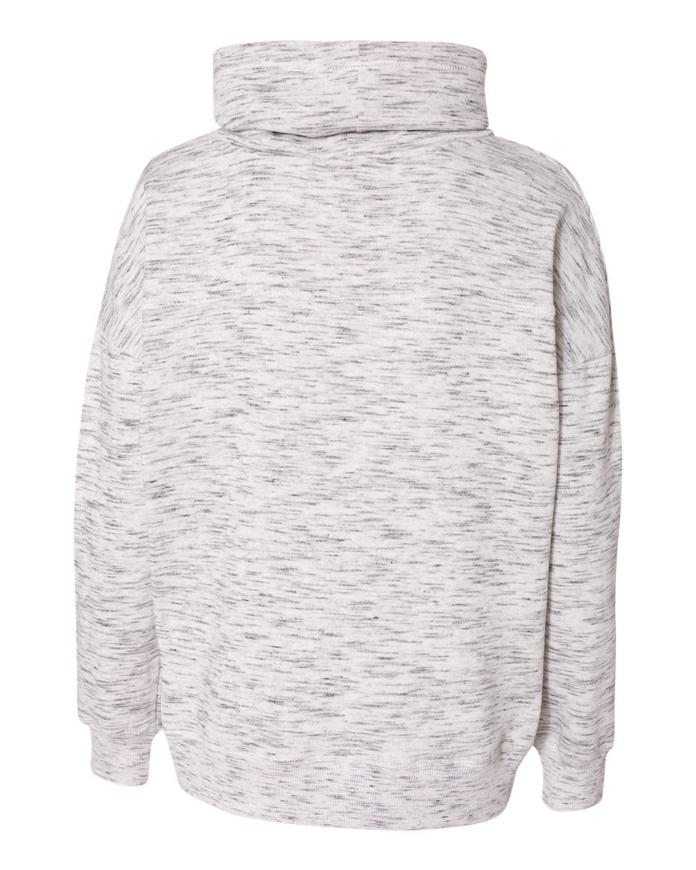 Front View of White Women’s Mélange Fleece Cowl Neck Sweatshirt - 8673