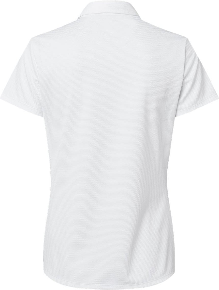 Rear View of White Women's Micro Pique Polo - A581