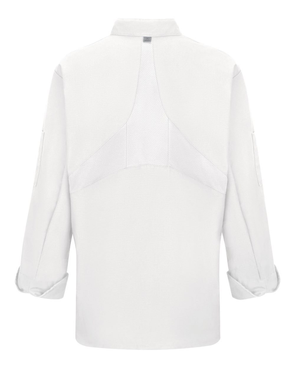 Front View of White Women's Mimix™ Chef Coat with OilBlok - 041X
