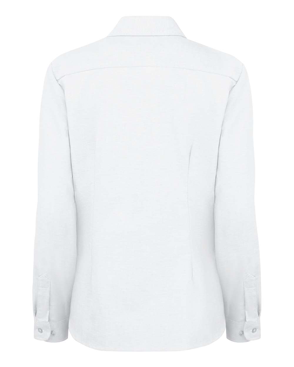 Front View of White Women's Oxford Long Sleeve Shirt - L254