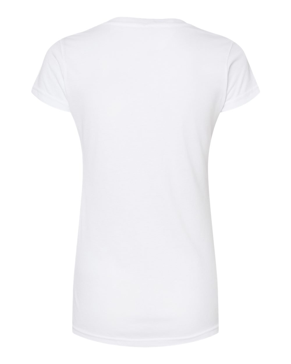 Rear View of White Women&#39;s Poly-Rich V-Neck T-Shirt - 244